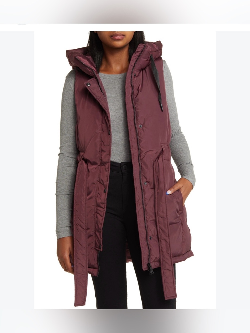 Sam Edelman belted hooded puffer vest